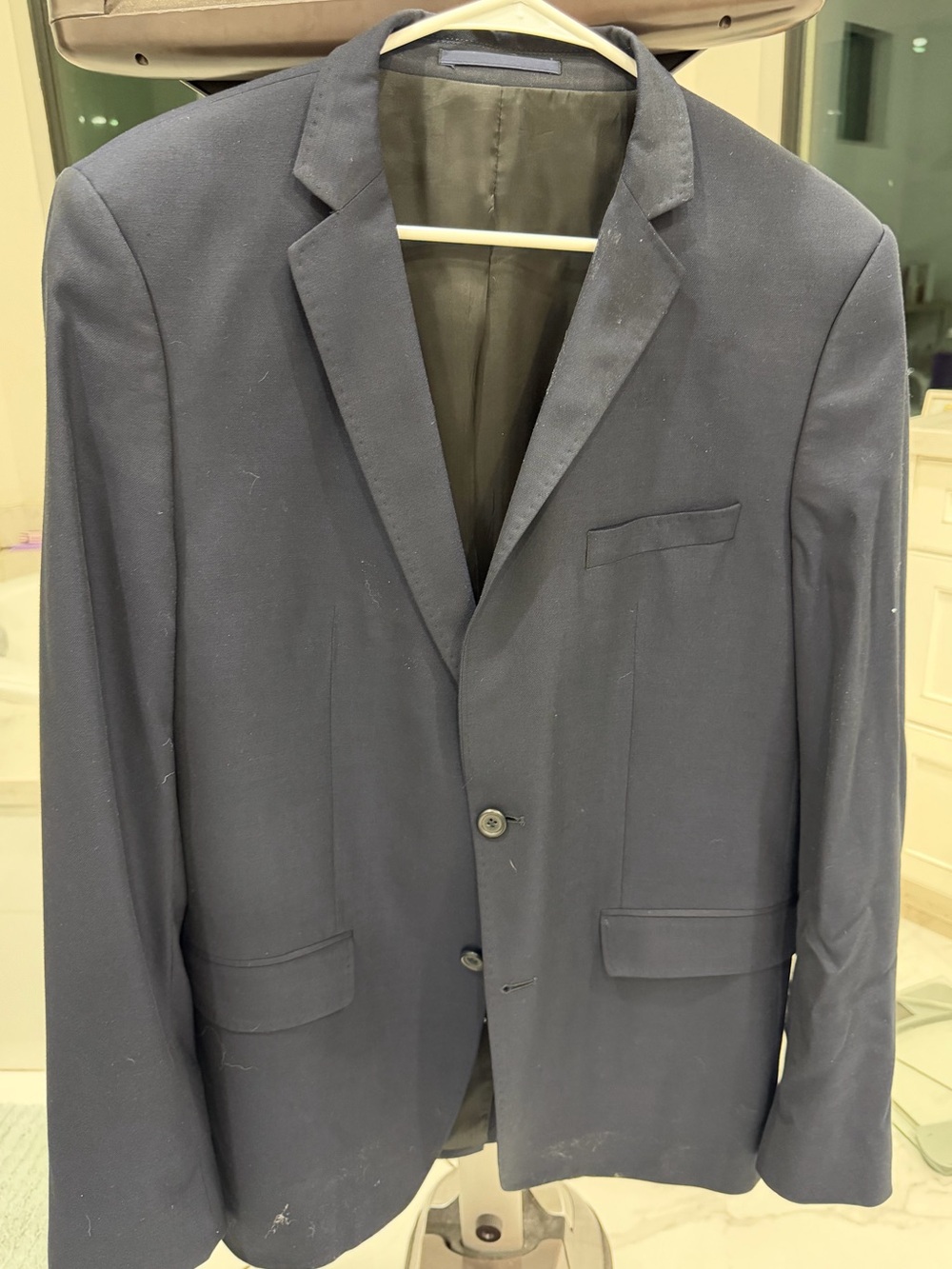 Zara Men's Dark Navy Two-Button Blazer